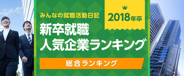 18年卒 新卒就職人気企業ランキング 総合ランキング みん就 みんなの就職活動日記