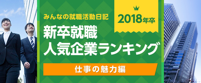 2018年卒 新卒就職人気企業ランキング│仕事の魅力編 - みん就(みんなの就職活動日記)