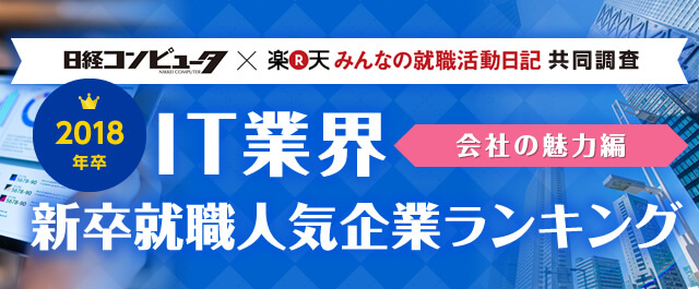 2018年卒 IT業界 新卒就職人気企業ランキング│会社の魅力編 - みん就(みんなの就職活動日記)