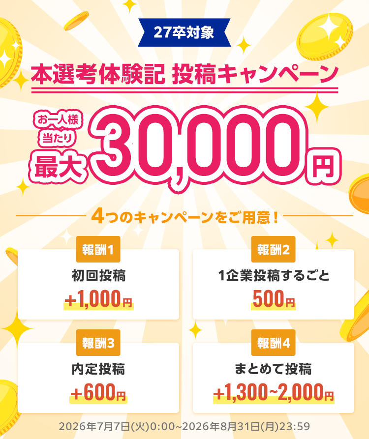 本選考体験記投稿キャンペーン